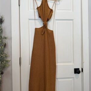 Zara Brown Backless Cut Out Dress